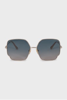 Gradient sunglasses with gold frames