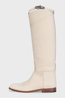 White calfskin boots