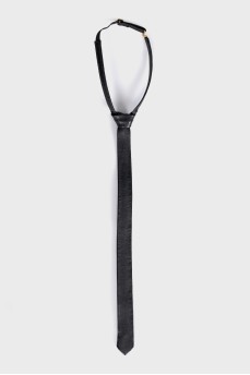 Black leather tie