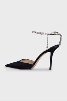 Fabric shoes with crystals on the strap