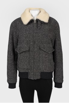 Aviator jacket with fur male