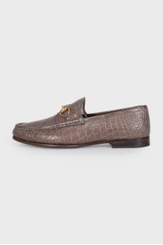 Men's leather loafers with decor