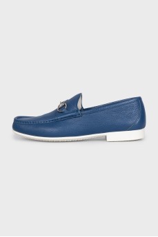 Men's blue leather loafers