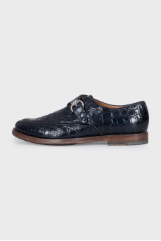 Men's black crocodile leather brogues