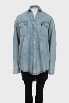 Джинсова oversize сорочка на кнопках