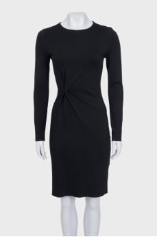 Black fitted dress with long sleeves