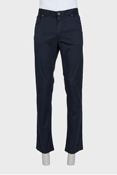 Men's blue straight-leg trousers
