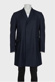 Men's blue straight-cut coat