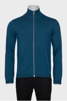 Men's wool cardigan with a zipper