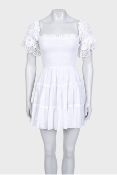 White dress with lace sleeves