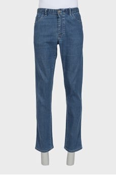 Men's blue straight-leg jeans