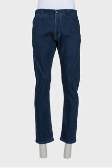 Men's blue straight jeans with pockets
