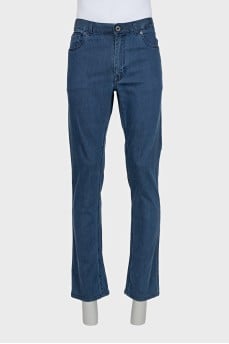 Men's blue jeans with patch pockets
