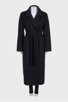 Black wool wrap coat