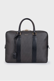 Men's canvas briefcase with print