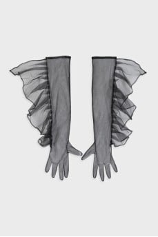 Transparent black gloves with tag