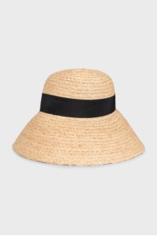 Beige raffia panama hat