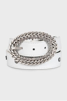 Leather belt with crystals