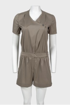 Gray jumpsuit with short sleeves