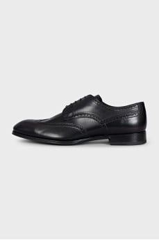 Men's black leather lace-up brogues