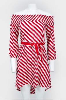 Red and white striped dress