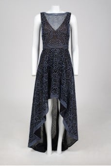 Evening dark blue dress in the floor with tag