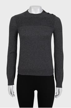 Cashmere jumper with buttons on the shoulder