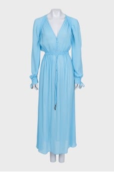 Light blue fitted dress with a V-neck