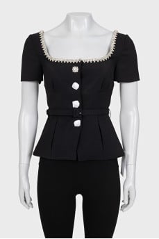 Short sleeve cropped jacket with tag