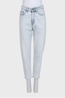 Blue high-waisted mom fit jeans