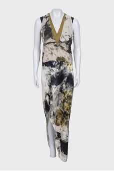 Silk maxi dress with slit