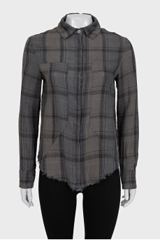 Straight-cut checked linen shirt