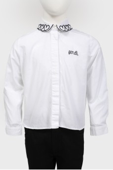 Children's white shirt with black embroidery