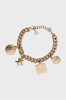 Gold chain bracelet with pendants
