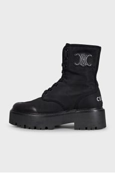 Black textile boots