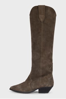 High suede cossack boots