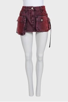 Faded denim mini skirt