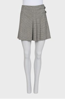 Gray plaid wool skirt
