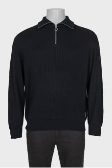 Men's black pullover with zipper