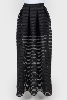 Perforated black maxi skirt