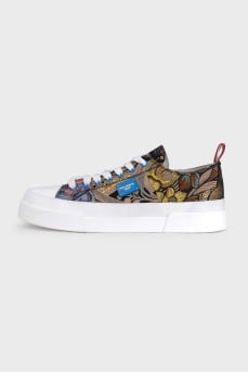 Floral print sneakers with logo