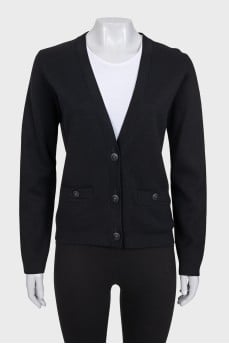 Black cardigan with accent buttons
