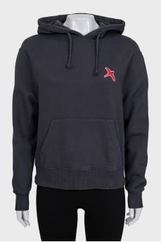Gray hoodie with a patch