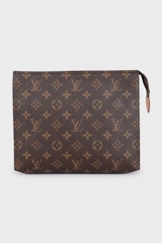 Canvas cosmetic bag with a signature print