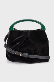 Velvet bag with accent handle