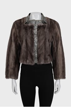 Mink coat with a decorated collar