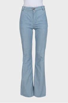 Light blue flared trousers