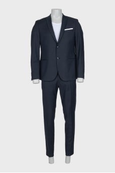Men's blue suit with trousers in a small print