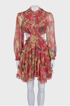 Silk dress with cutouts at the waist