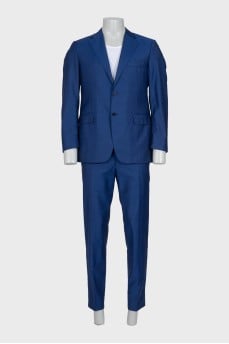 Men's blue suit with straight trousers